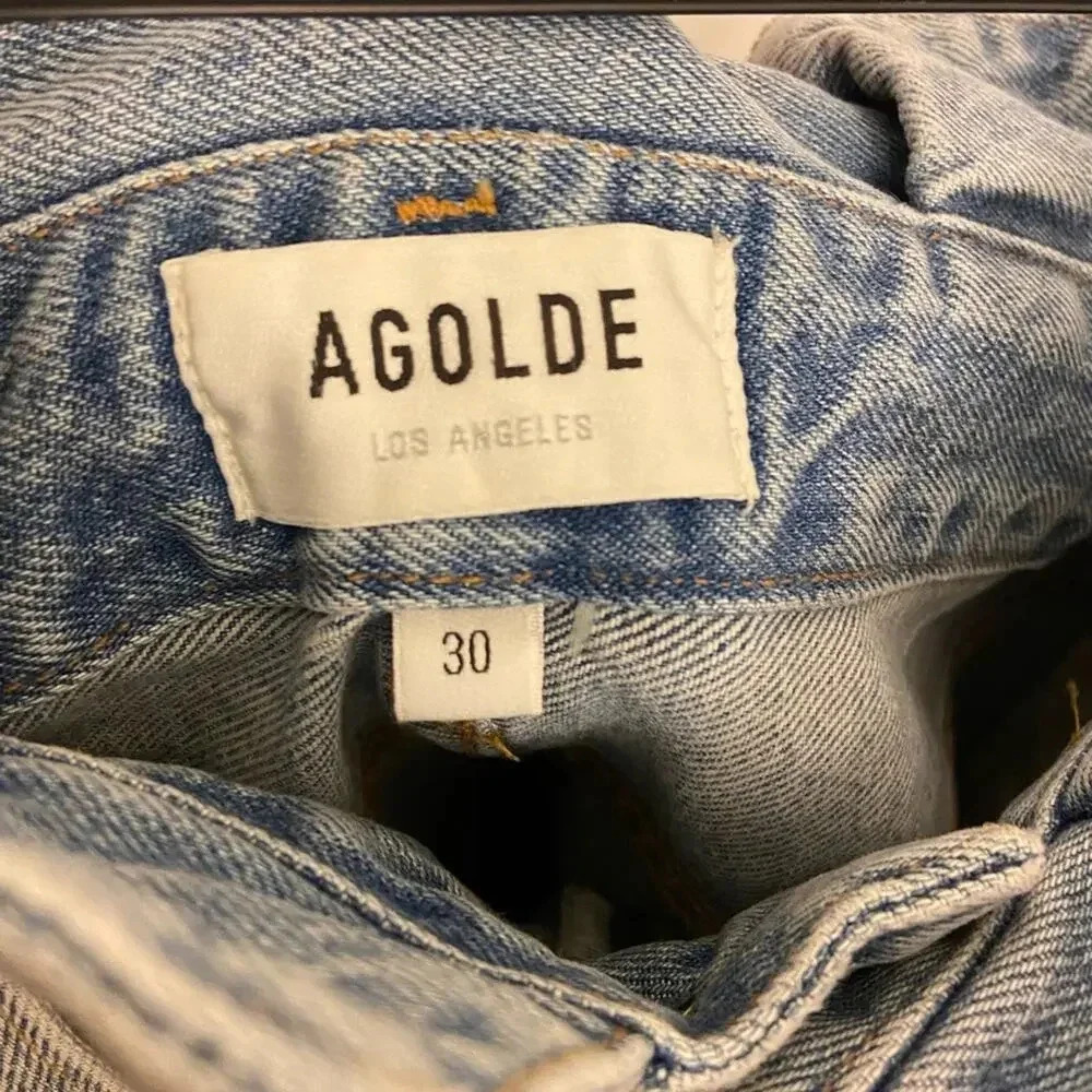 AGOLDE Lettuce Waist Wide Leg Jeans Revival Light Wash Size 30 - Picture 9 of 11